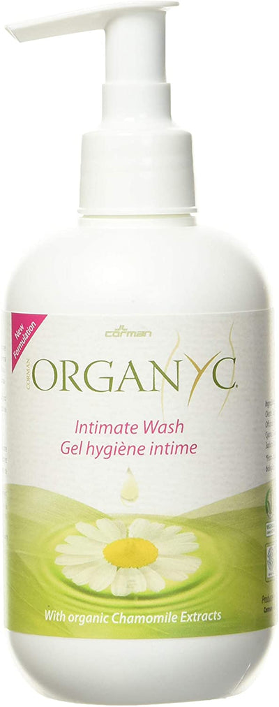 Organyc, Feminine Intimate Wash for Sensitive Skin Free from Chlorine Parabens SLSSLES and Synthetic Perfumes Fluid Ounce, Transparent, Chamomile,Calendula, 8.5 Fl Oz (R00305).